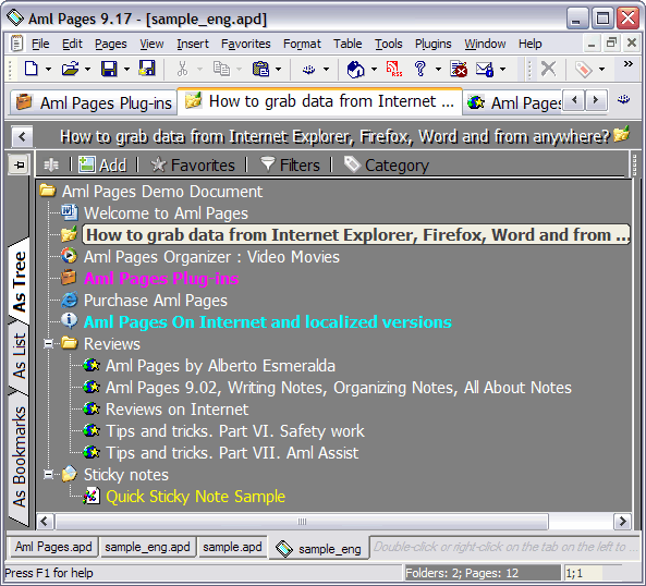Aml Pages - Tree-structured form