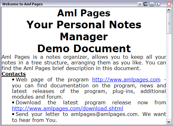Aml Pages : Sticky note as integral part of document